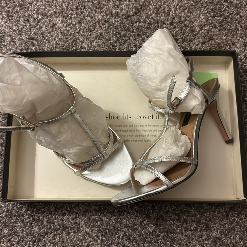 Ann Taylor Practically New Silver High Heels - image 1